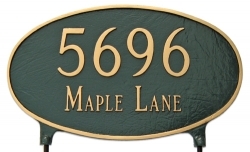 Two Sided Large Oval Lawn Mount Montague Aluminum Address Plaque